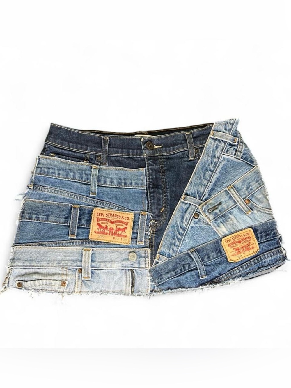 Levi's reworked/ reconstructed denim mini skirt